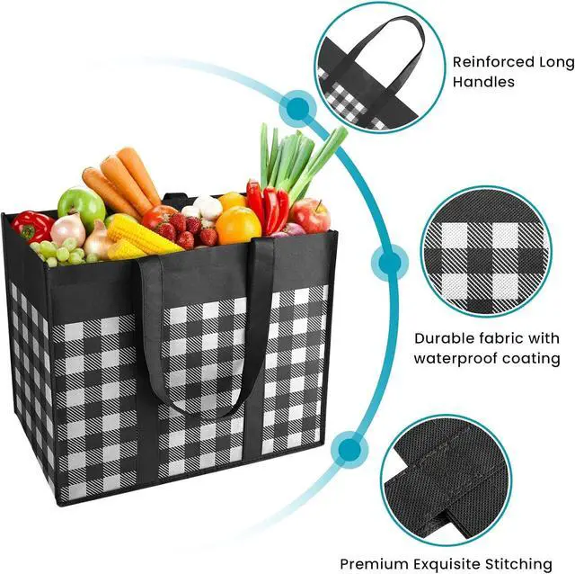 Alt view image 4 of 6 - WOWBOX Reusable Grocery Bags, Foldable Reusable Shopping Tote Bags