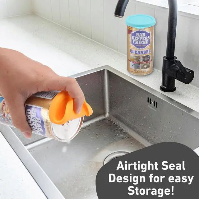 Alt view image 2 of 6 - 1 Pack Silicone Powder Cleanser Lids Compatible with Bar Keepers Friend, Comet, Ajax Powder Cleanser (12 oz & 21oz), Moisture Resistance, Cleanser Accessory to Keep Powder Dry (Blue)