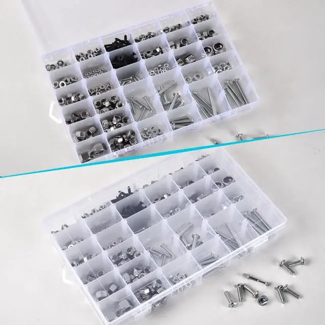 Alt view image 4 of 7 - Clear Visible Plastic Storage Box with Removable Dividers, 36 Grids, Suitable for Jewelry, Screws Hardware Accessories Organizer, Crafts, Fishing Tackle