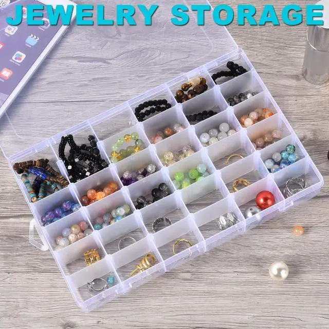 Alt view image 5 of 7 - Clear Visible Plastic Storage Box with Removable Dividers, 36 Grids, Suitable for Jewelry, Screws Hardware Accessories Organizer, Crafts, Fishing Tackle