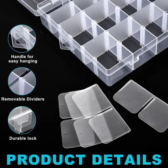 Alt view image 3 of 7 - Clear Visible Plastic Storage Box with Removable Dividers, 36 Grids, Suitable for Jewelry, Screws Hardware Accessories Organizer, Crafts, Fishing Tackle