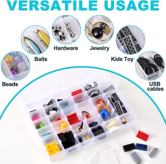 Alt view image 6 of 7 - Clear Visible Plastic Storage Box with Removable Dividers, 36 Grids, Suitable for Jewelry, Screws Hardware Accessories Organizer, Crafts, Fishing Tackle