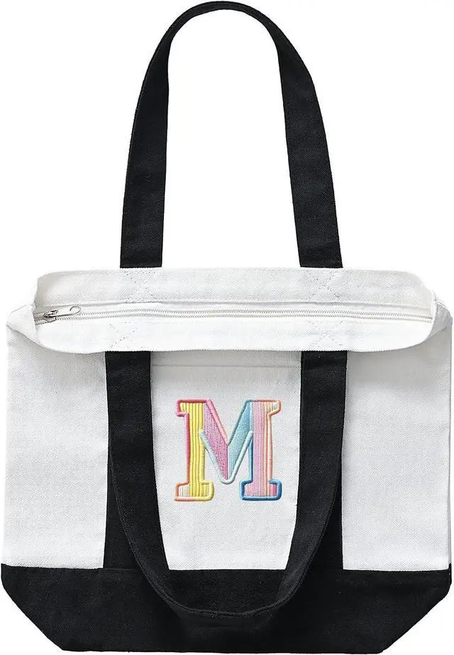 Main image of Mini Canvas Tote Bag with Pockets, 12oz Small Tote Bag with Zipper