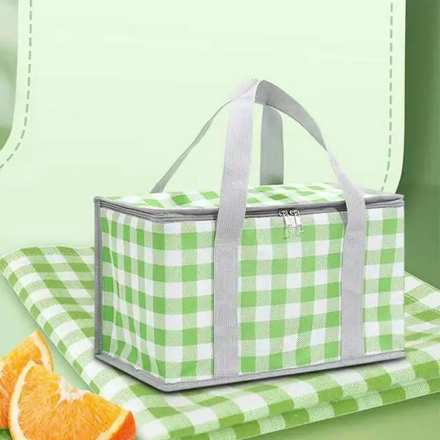 Alt view image 2 of 7 - Insulated Picnic Cooler Bag - Zippered Top, Keeps Hot or Cold - Perfect for Picnics, Beach, Food Delivery & Outdoor (13.8x7.9x7.9 in)
