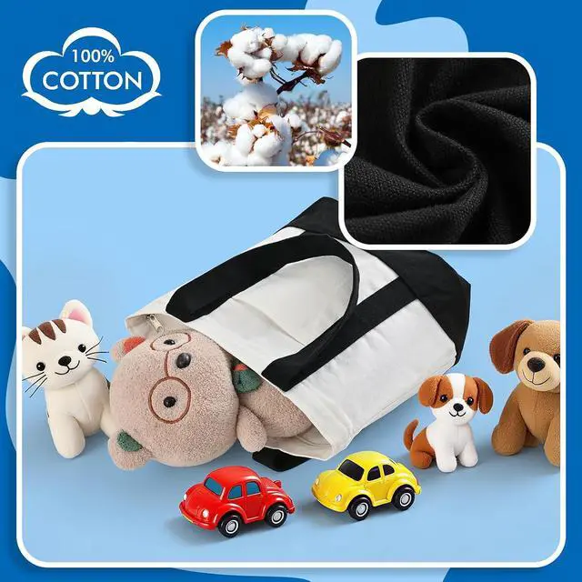 Alt view image 6 of 7 - Mini Canvas Tote Bag with Pockets, 12oz Small Tote Bag with Zipper