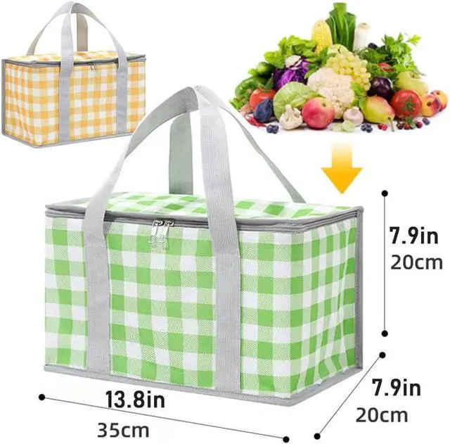 Alt view image 4 of 7 - Insulated Picnic Cooler Bag - Zippered Top, Keeps Hot or Cold - Perfect for Picnics, Beach, Food Delivery & Outdoor (13.8x7.9x7.9 in)
