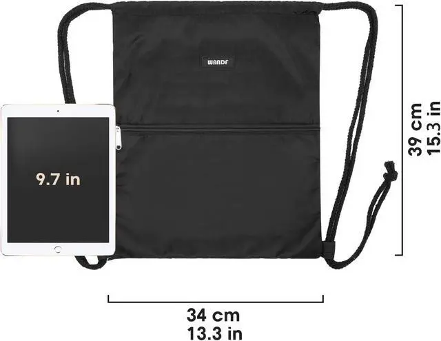 Alt view image 4 of 7 - WANDF Drawstring Backpack, Gym Sackpack for Sports (Black)