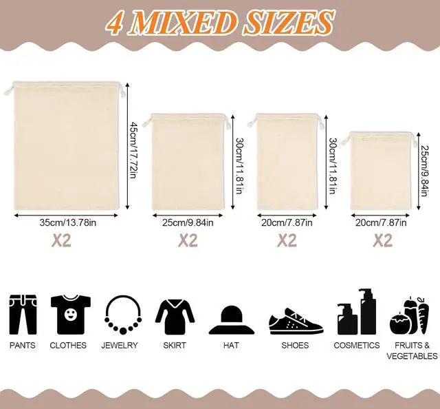 Alt view image 2 of 7 - 8 Pack Reusable Produce Bags, Mesh Produce Bags, Mesh Bags For Vegetables