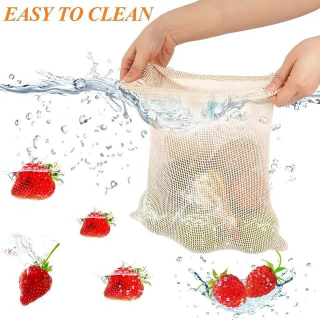 Alt view image 3 of 7 - 8 Pack Reusable Produce Bags, Mesh Produce Bags, Mesh Bags For Vegetables