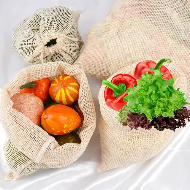 Alt view image 7 of 7 - 8 Pack Reusable Produce Bags, Mesh Produce Bags, Mesh Bags For Vegetables