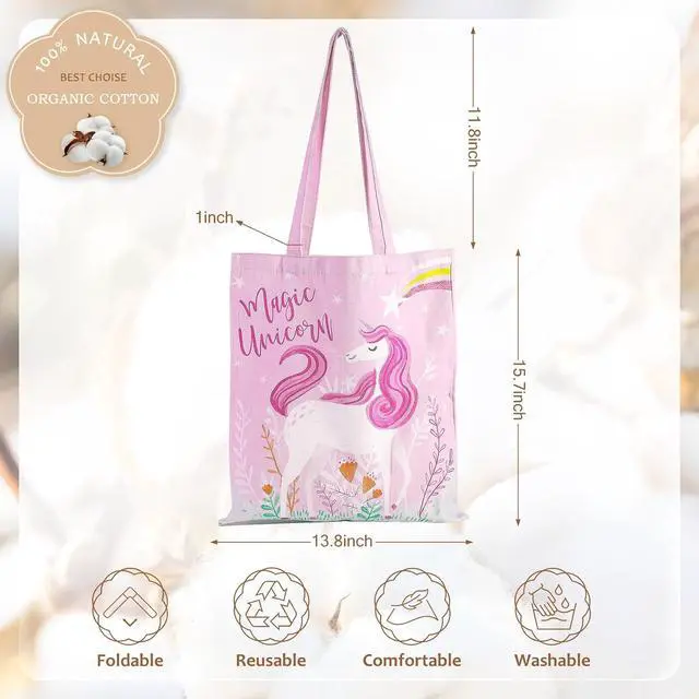 Alt view image 4 of 7 - Loveinside Canvas Tote Bag for Women Girls, Grocery Shopping Bag, Reusable Shoulder Tote Bag, Goodie Bag for Wrap Storage
