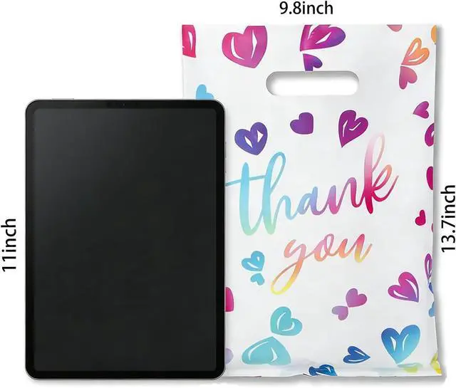 Alt view image 3 of 7 - WAKAKO Thank You Bags for Business Small, 2.36Mil Plastic Shopping Retail Gift Bags for Party Clothes Boutique 50 Pack (25X35cm)