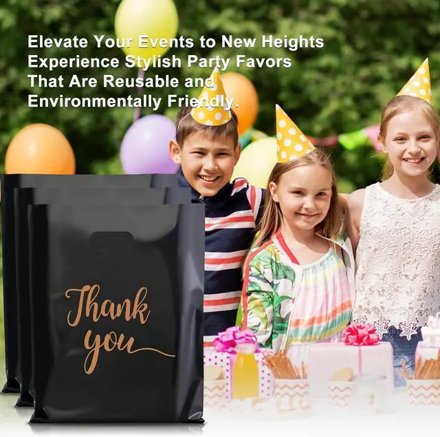 Alt view image 5 of 7 - Gute 50 Pcs 9x12in Thank You Merchandise Bags,Plastic Shopping Bags Black