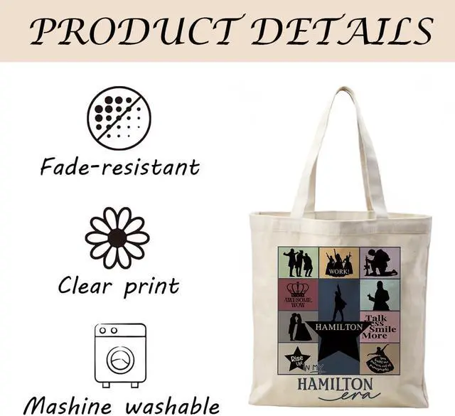 Alt view image 5 of 6 - Canvas Tote Bag Aesthetic for Women,Reusable Canvas Cute Shoulder Bag for Grocery, Shopping, Beach & Daily Use