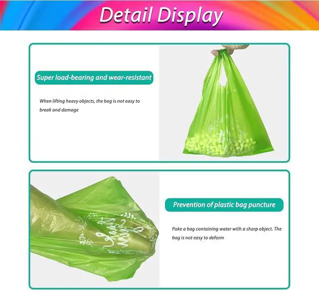 Alt view image 4 of 6 - Thank You T-Shirt Plastic Bags Plastic Bulk Shopping Bags Restaurant Bag in Bulk Pink Green Yellow Purple Cyan