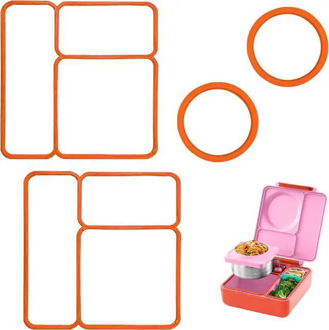 Main image of 4-Pack Lid Seal Gaskets for OmieBox Kids Bento Box, Orange