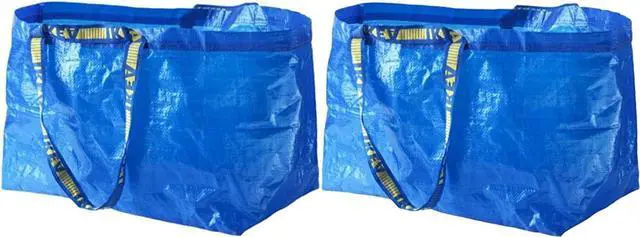Main image of 2 Ikea Frakta Shopping Bags 10 Gal Blue Tote Multi Purpose Durable Material