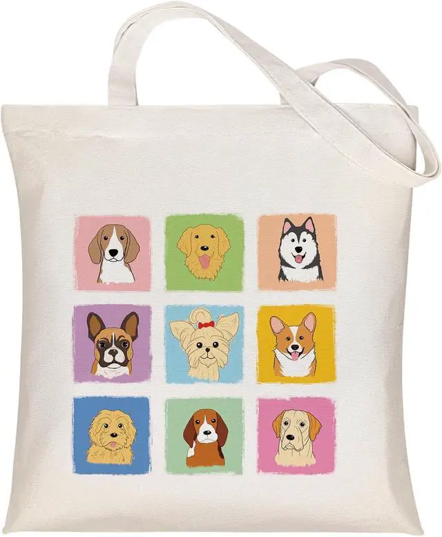 Main image of Louise Maelys Canvas Tote Bag For Women Cute Dog with Zipper Pocket