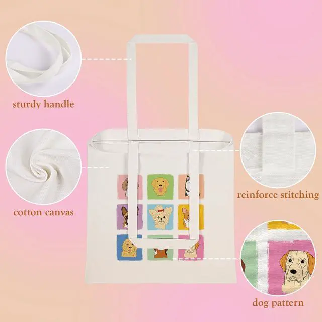 Alt view image 5 of 7 - Louise Maelys Canvas Tote Bag For Women Cute Dog with Zipper Pocket