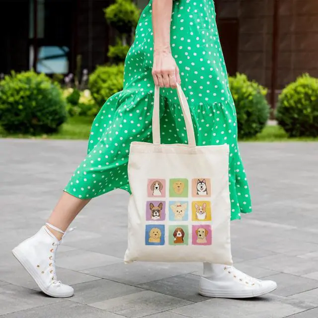 Alt view image 7 of 7 - Louise Maelys Canvas Tote Bag For Women Cute Dog with Zipper Pocket