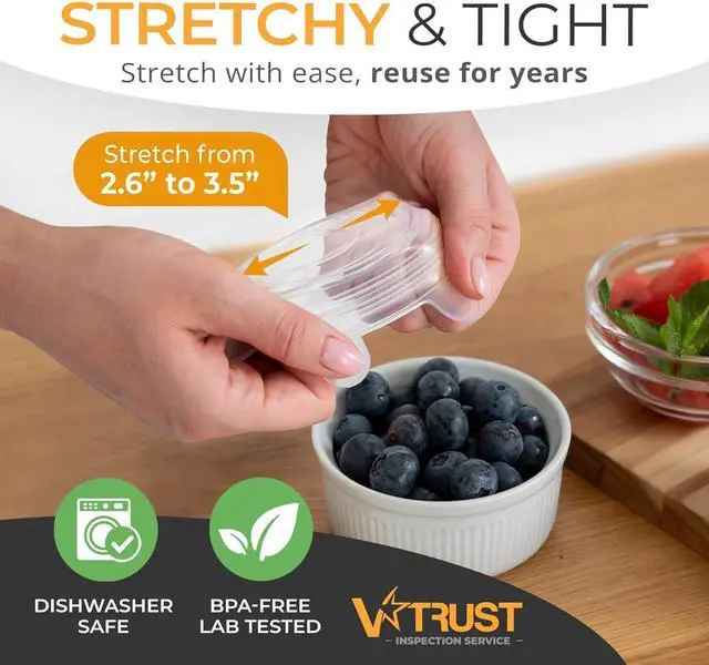 Alt view image 2 of 6 - Orblue Reusable Silicone Stretch Lids 6-Pack Small for Fresh Food Storage - Seal in Flavors, Keep Food Fresh and Reduce Waste Multicolored