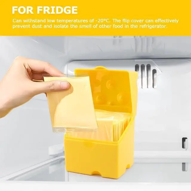 Alt view image 2 of 7 - Sliced Cheese Storage Container, Plastic Cheese Slice Keeper for Fridge with Butter Cu-tter, Flipped Lid Chees e Saver Holder, Airtight, Keeps Chees e Fresh Longer(COLOR:Yellow)