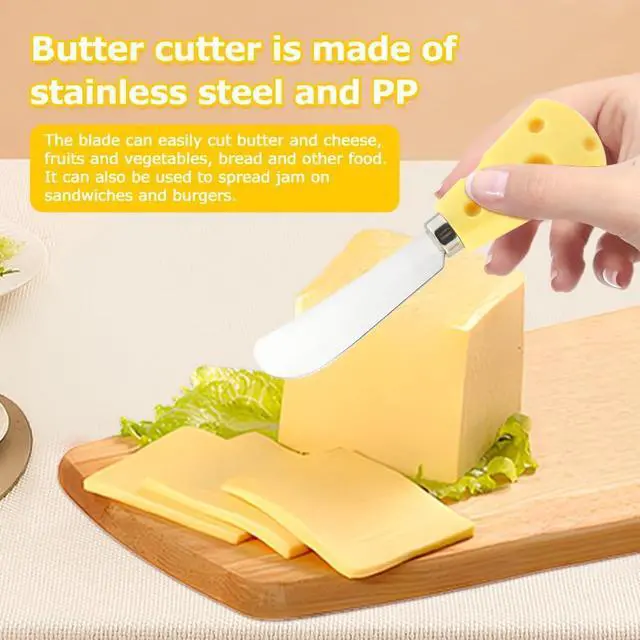 Alt view image 3 of 7 - Sliced Cheese Storage Container, Plastic Cheese Slice Keeper for Fridge with Butter Cu-tter, Flipped Lid Chees e Saver Holder, Airtight, Keeps Chees e Fresh Longer(COLOR:Yellow)