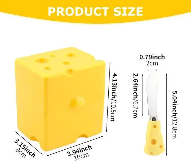 Alt view image 4 of 7 - Sliced Cheese Storage Container, Plastic Cheese Slice Keeper for Fridge with Butter Cu-tter, Flipped Lid Chees e Saver Holder, Airtight, Keeps Chees e Fresh Longer(COLOR:Yellow)