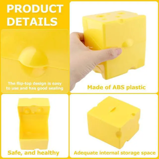 Alt view image 5 of 7 - Sliced Cheese Storage Container, Plastic Cheese Slice Keeper for Fridge with Butter Cu-tter, Flipped Lid Chees e Saver Holder, Airtight, Keeps Chees e Fresh Longer(COLOR:Yellow)