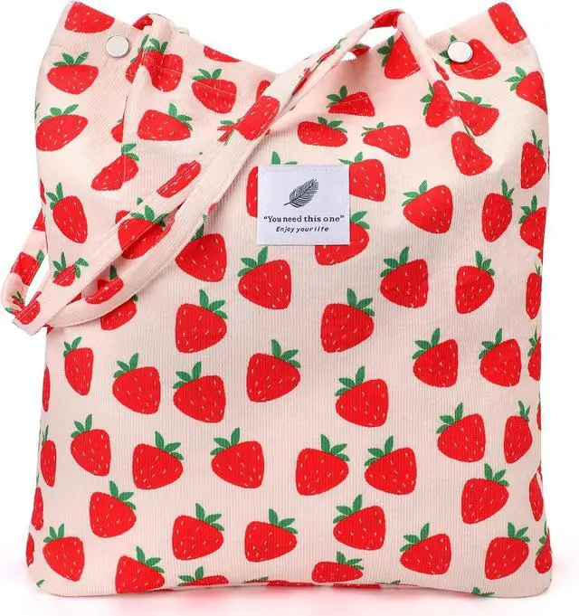 Main image of LHMTQVK Corduroy Tote Bags for Women, Large Capacity Tote Purse Reusable Grocery Shoulder Bag with Inner Pockets