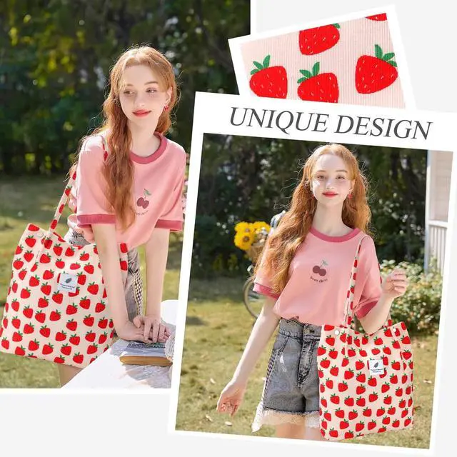 Alt view image 7 of 7 - LHMTQVK Corduroy Tote Bags for Women, Large Capacity Tote Purse Reusable Grocery Shoulder Bag with Inner Pockets