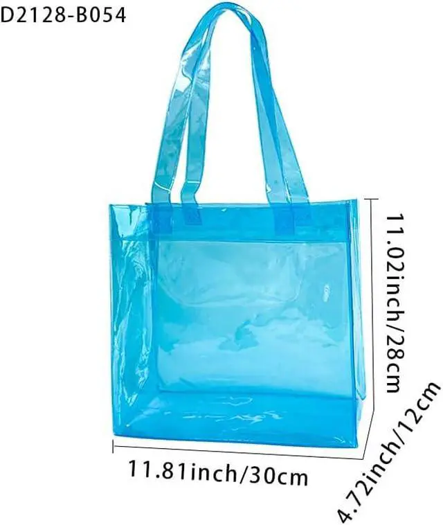 Alt view image 4 of 5 - 1pcs Waterproof Large Transparent Pvc Shopping Clear Tote Bag with Handles Beach Bags for Work Beach Sports