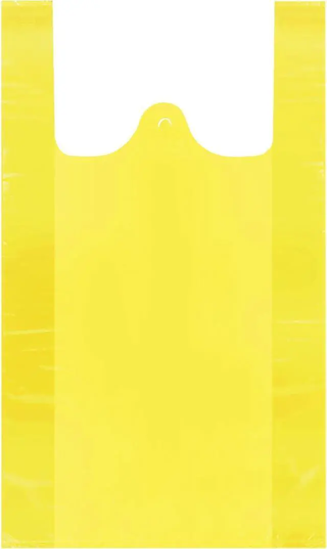 Main image of LazyMe Yellow Plastic Bags with Handles, T Shirt Bags 12x20 Inch, 50 Count