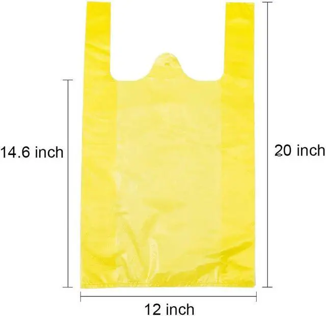 Alt view image 2 of 7 - LazyMe Yellow Plastic Bags with Handles, T Shirt Bags 12x20 Inch, 50 Count