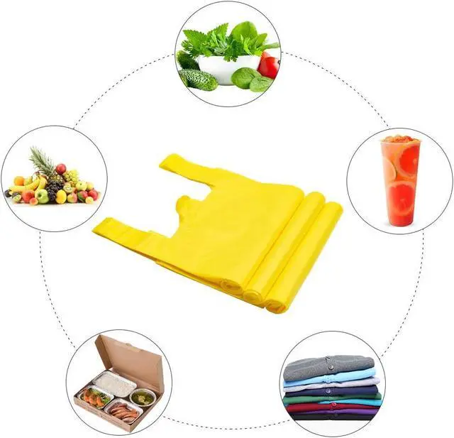 Alt view image 6 of 7 - LazyMe Yellow Plastic Bags with Handles, T Shirt Bags 12x20 Inch, 50 Count