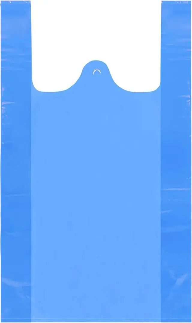 Main image of LazyMe Blue Plastic Bags with Handles, T Shirt Bags 12x20 Inch, 50 Count