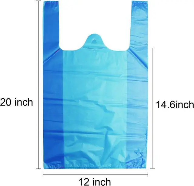 Alt view image 2 of 7 - LazyMe Blue Plastic Bags with Handles, T Shirt Bags 12x20 Inch, 50 Count
