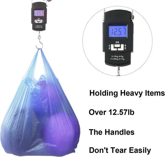 Alt view image 4 of 7 - LazyMe Blue Plastic Bags with Handles, T Shirt Bags 12x20 Inch, 50 Count