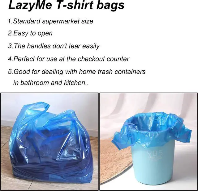 Alt view image 5 of 7 - LazyMe Blue Plastic Bags with Handles, T Shirt Bags 12x20 Inch, 50 Count