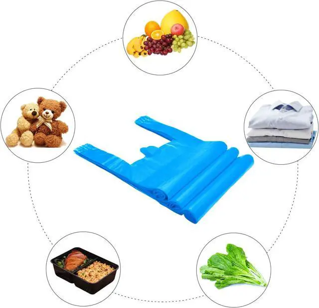 Alt view image 6 of 7 - LazyMe Blue Plastic Bags with Handles, T Shirt Bags 12x20 Inch, 50 Count