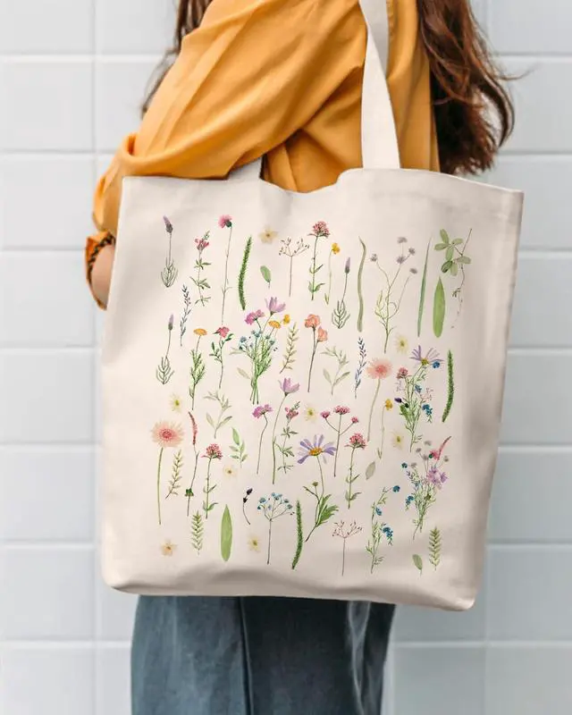 Alt view image 2 of 7 - AUSVKAI Canvas Tote Bag Aesthetic for Women, Cute Reusable Cloth Cotton Bags for Shopping Beach Grocery