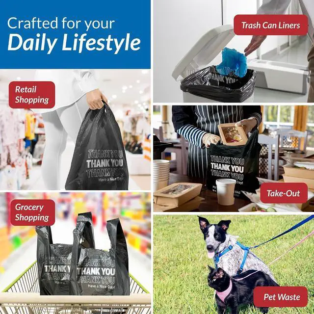 Alt view image 6 of 7 - Reli. Thank You Plastic Bags | 100 Pack | Black