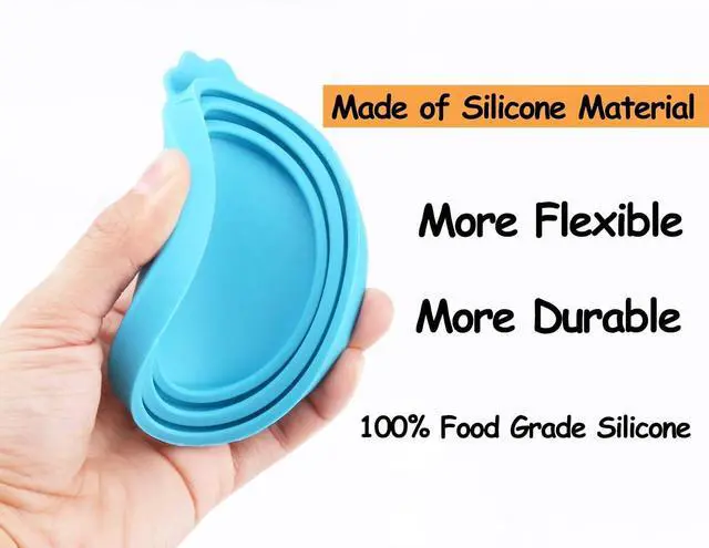 Alt view image 4 of 7 - Comtim Pet Food Can Cover Silicone Can Lids for Dog and Cat Food(Universal Size,One fit 3 Standard Size Food Cans),Blue and Green