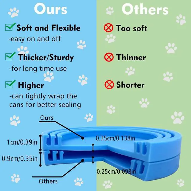 Alt view image 7 of 7 - Comtim Pet Food Can Cover Silicone Can Lids for Dog and Cat Food(Universal Size,One fit 3 Standard Size Food Cans),Blue and Green