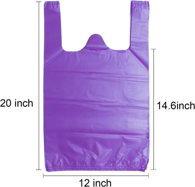 Alt view image 2 of 7 - LazyMe Purple Plastic Bags with Handles, T Shirt Bags 12x20 Inch, 50 Count