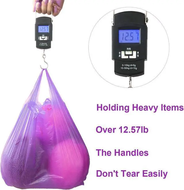 Alt view image 5 of 7 - LazyMe Purple Plastic Bags with Handles, T Shirt Bags 12x20 Inch, 50 Count