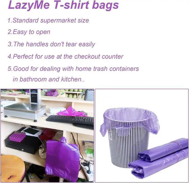 Alt view image 6 of 7 - LazyMe Purple Plastic Bags with Handles, T Shirt Bags 12x20 Inch, 50 Count