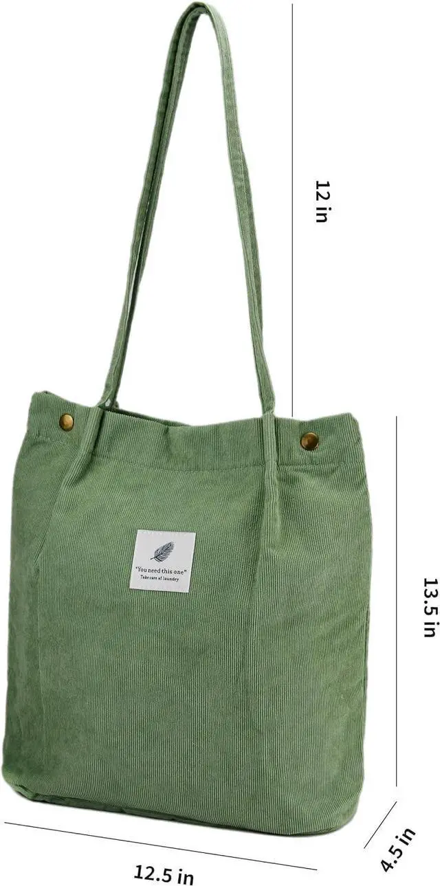 Alt view image 4 of 7 - Corduroy Tote Bag Cute Tote Bags for Women Shoulder Bag with Inner Pocket for Work Beach Travel and Shopping Grocery