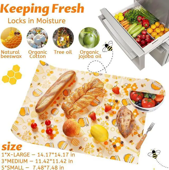 Alt view image 2 of 6 - 9 Pack Beeswax Wraps for Food Reusable Beeswax Bread Bag & Sandwich Wrap