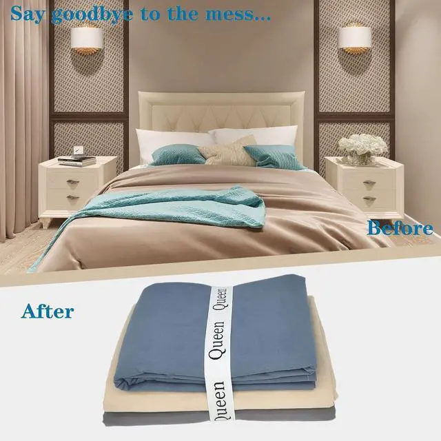 Alt view image 2 of 6 - 4 Pieces Bed Sheet Organizer Bands, Sheet Organizers and Storage Label Bands, Sheet Label for Bedding, Sheets Organizer for Closet,Sheet Keepers Linen Labels Bedding Bands (4Pcs Queen)